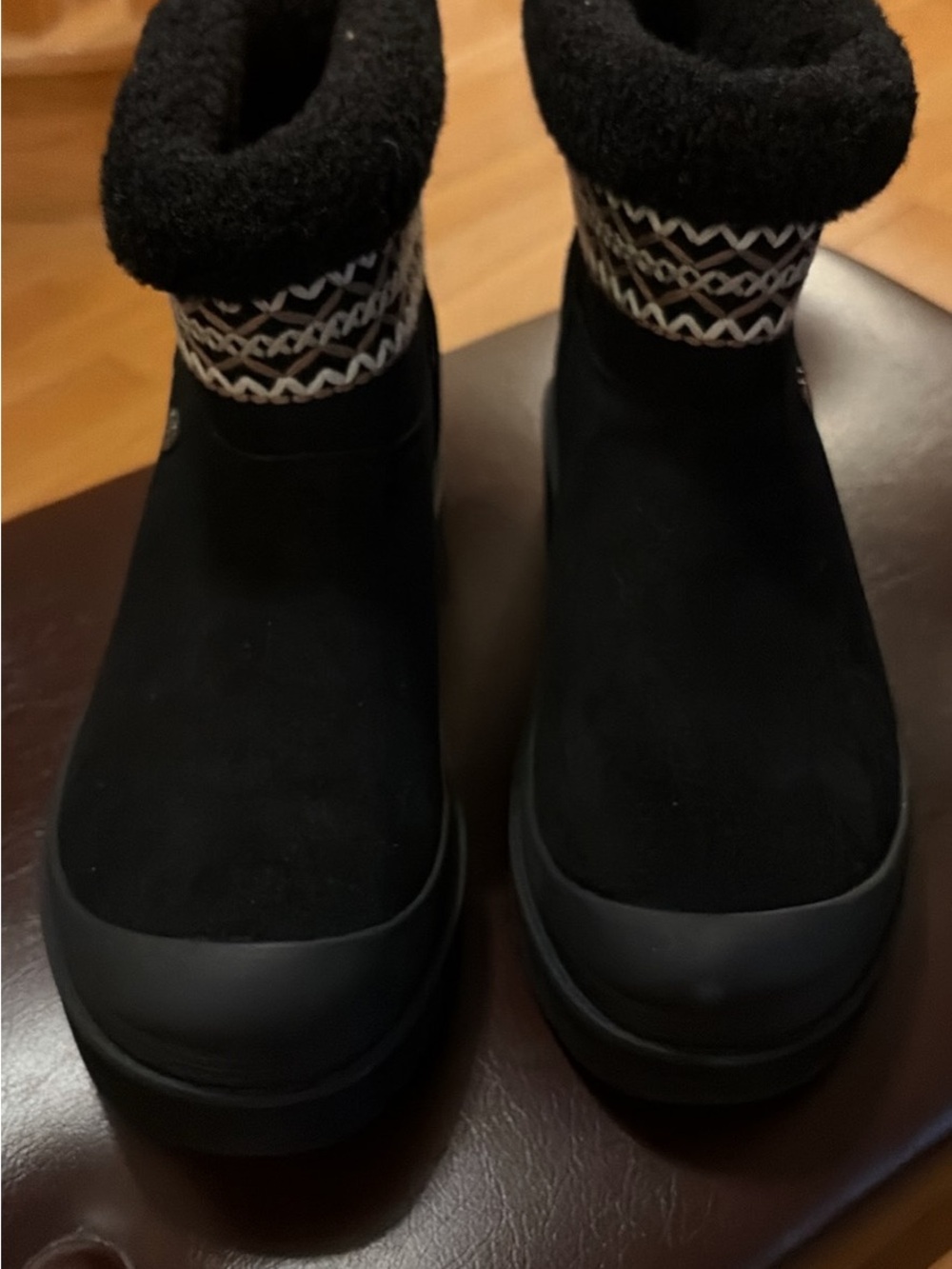 Women’s Black Winter Ankle Boots with Knit Cuff